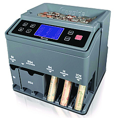 Cassida C300 Series Coin Sorter/Counter, 300 Coins/Min, 11" x 11" x 10", Gray