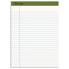 Earthwise by Ampad Recycled Writing Pad, Wide/Legal Rule, Politex Green Headband, 50 White 8.5 x 11.75 Sheets, Dozen (20172)