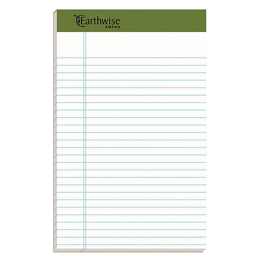 Earthwise by Ampad Recycled Writing Pad, Narrow Rule, Politex Green Headband, 50 White 5 x 8 Sheets, Dozen (20152)