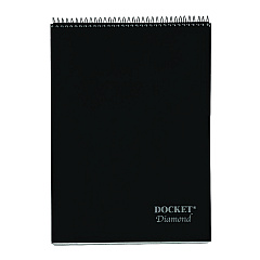 TOPS Docket Diamond Top-Wire Ruled Planning Pad, Wide/Legal Rule, Black Cover, 60 White 8.5 x 11.75 Sheets (63978)