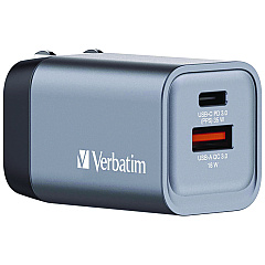 Verbatim 35 W 2-Port GaN Wall Charger, Black/Gray (32200)