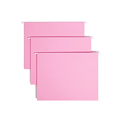Smead Colored Hanging File Folders with 1/5 Cut Tabs, Letter Size, 1/5-Cut Tabs, Pink, 25/Box (64066)