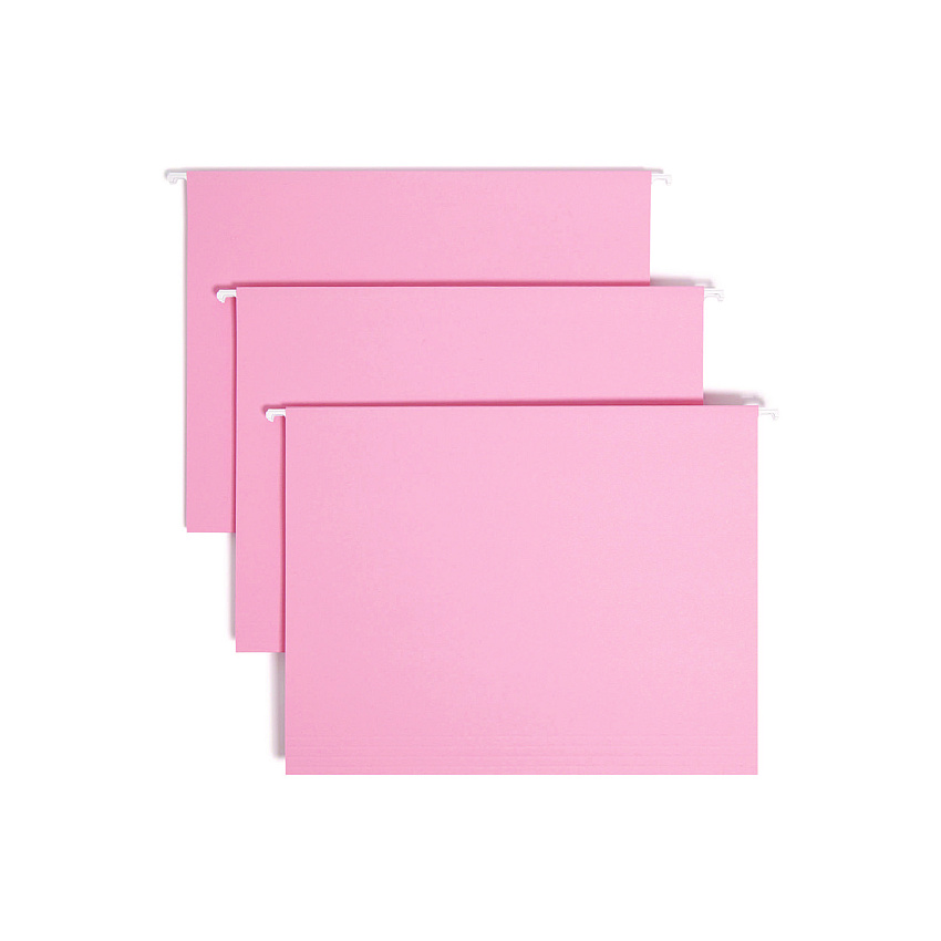 Smead Colored Hanging File Folders with 1/5 Cut Tabs, Letter Size, 1/5-Cut Tabs, Pink, 25/Box (64066)