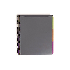 Smead Poly Project Organizer, 24 Letter-Size Sleeves, Gray with Bright Pockets (89206)