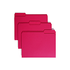 Smead Colored File Folders, 1/3-Cut Tabs: Assorted, Letter Size, 0.75" Expansion, Red, 100/Box (12743)