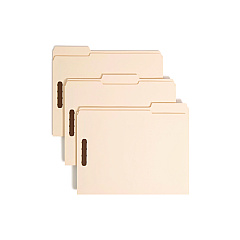 Smead Top Tab Fastener Folders, 1/3-Cut Tabs: Assorted, 2 Fasteners, Letter Size, 11-pt Manila Exterior, 50/Box (14537)