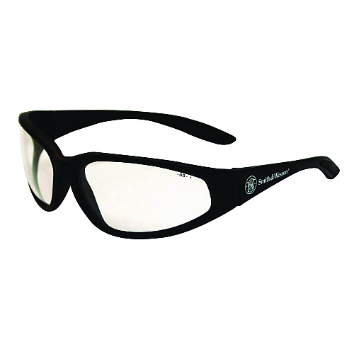 Smith & Wesson 38 Special Safety Glasses, Black Frame, Clear Lens, 12/Box (19856)