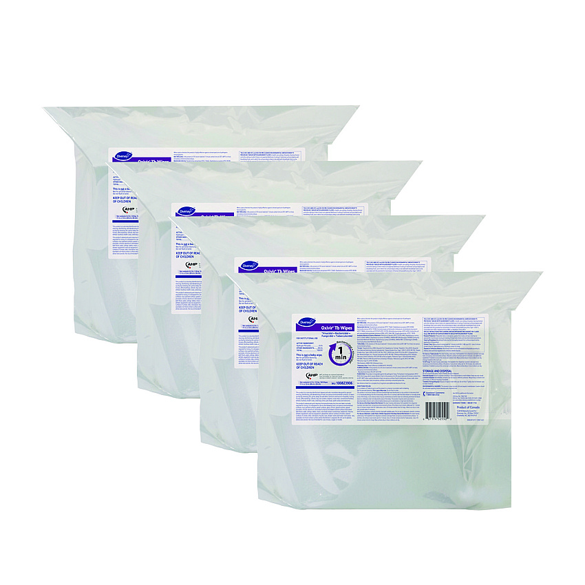 Diversey Oxivir TB Disinfectant Wipes Refill, 11 x 12, Unscented, White, 160 Wipes/Refill Pouch, 4 Refill Pouches/Carton (100823906)