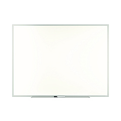 TRU RED Melamine Dry Erase Board, 48" x 36", White Surface, Gray/Natural Aluminum Frame (TR59354)