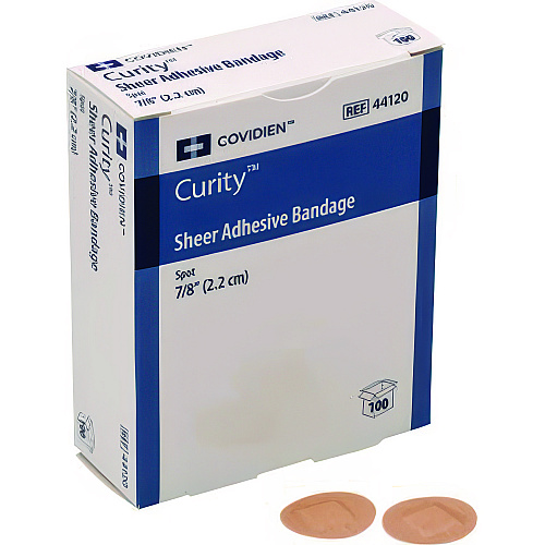 Curity Sheer Plastic Adhesive Bandages, Round Spot, 0.88 x 0.88, Clear, 100/Box (KCFB0193LF)