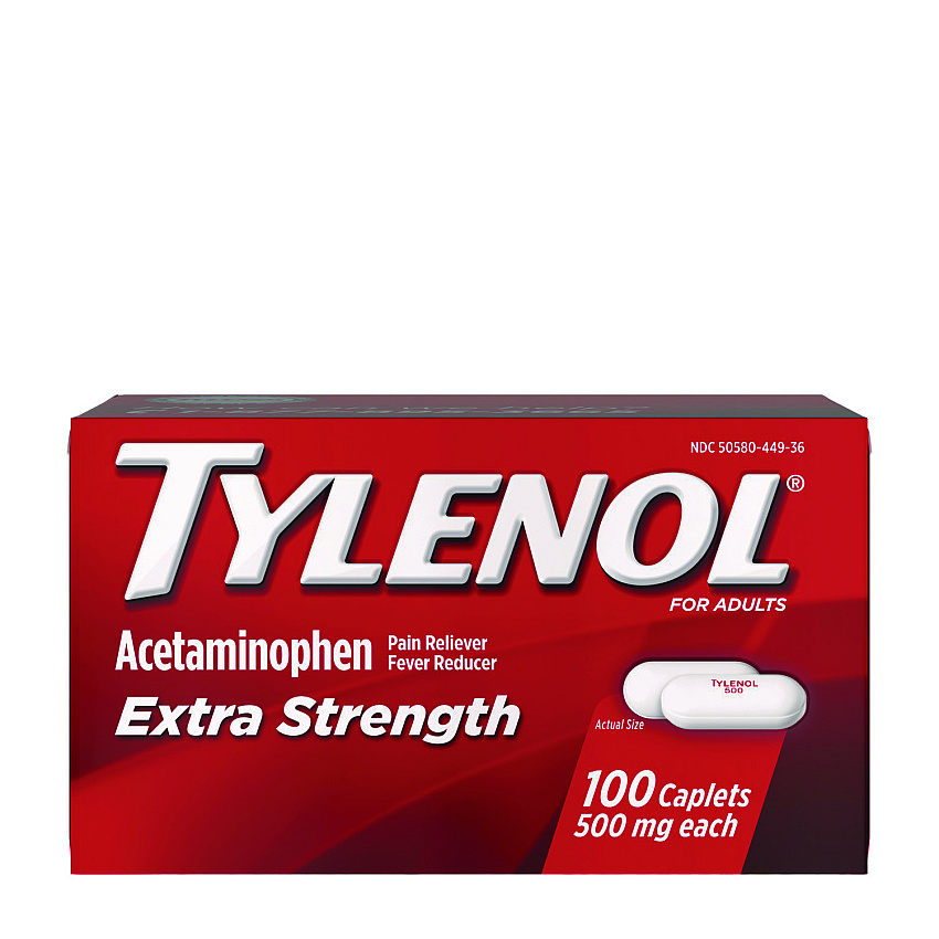 Tylenol Extra Strength Pain Reliever Caplets, 100/Box (044909)