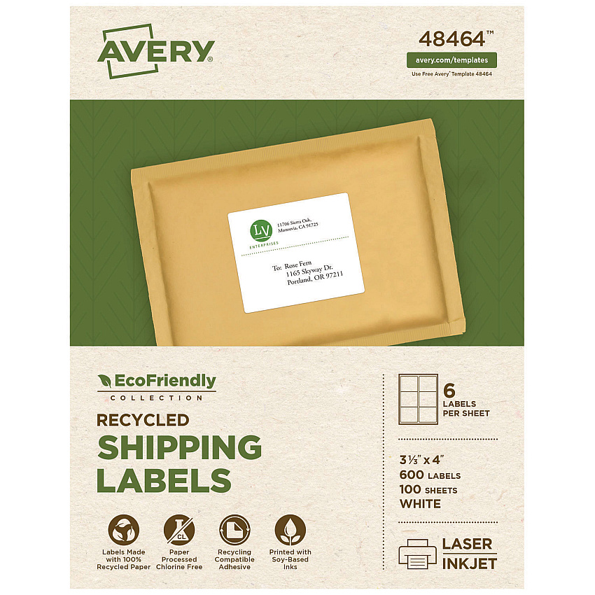 Avery 48464 EcoFriendly Mailing Labels