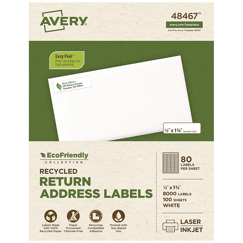 Avery 48467 EcoFriendly Mailing Labels