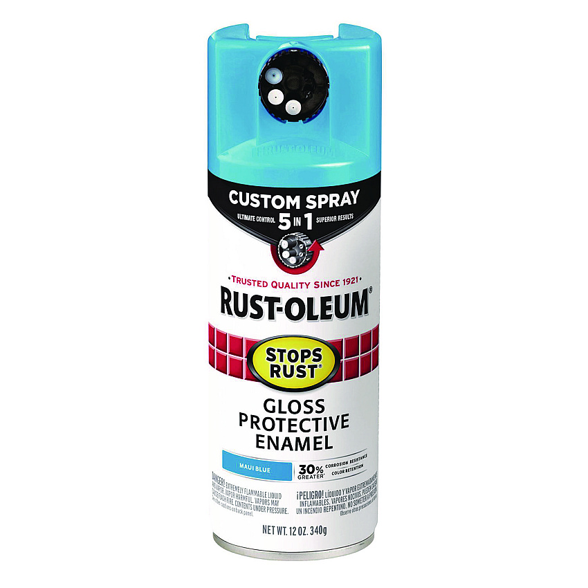 Rust-Oleum Stops Rust 5-in-1 Spray Paint, Gloss Maui Blue, 12 oz Aerosol Can (376907EA)