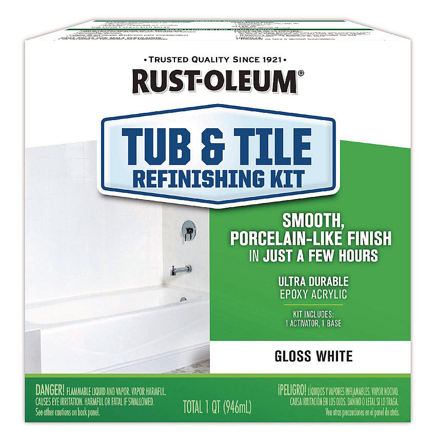 Rust-Oleum Specialty Tub and Tile Refinishing Kit, Gloss White, Quart (384165EA)