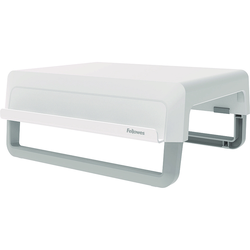 Fellowes Breyta Monitor Stand, 13.94" x 11.97" x 3.25" to 6", White, Supports 33 lbs (100098565)