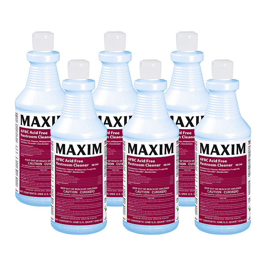 Maxim AFBC Acid-Free Restroom Cleaner, Fresh Scent, 32 oz Bottle, 6/Carton (03600086)