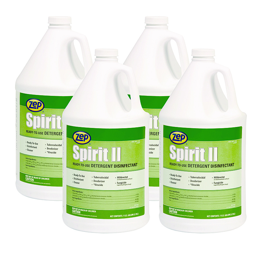 Zep Spirit II Ready-to-Use Disinfectant, Citrus Scent, 1 gal Bottle, 4/Carton (67923)