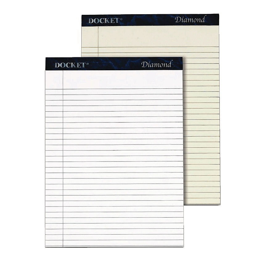 TOPS Docket Diamond Ruled Pads, Wide/Legal Rule, 50 White 8.5 x 11.75 Sheets, 2/Box (63975)