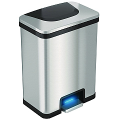 HLS Commercial Step Pedal-Sensor Trash Can, 13 gal, Plastic/Stainless Steel, Silver/Black (HLS13SB)