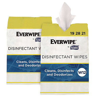 Tork Disinfectant Wipe Jumbo Rolls, 1-Ply, 8 x 6, Lemon, White, 800 Sheets, 2/Carton (192821)