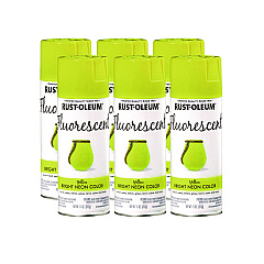 Rust-Oleum Specialty Fluorescent Spray Paint, Flat Fluorescent Yellow, 11 oz Aerosol Can, 6/Carton (342571)