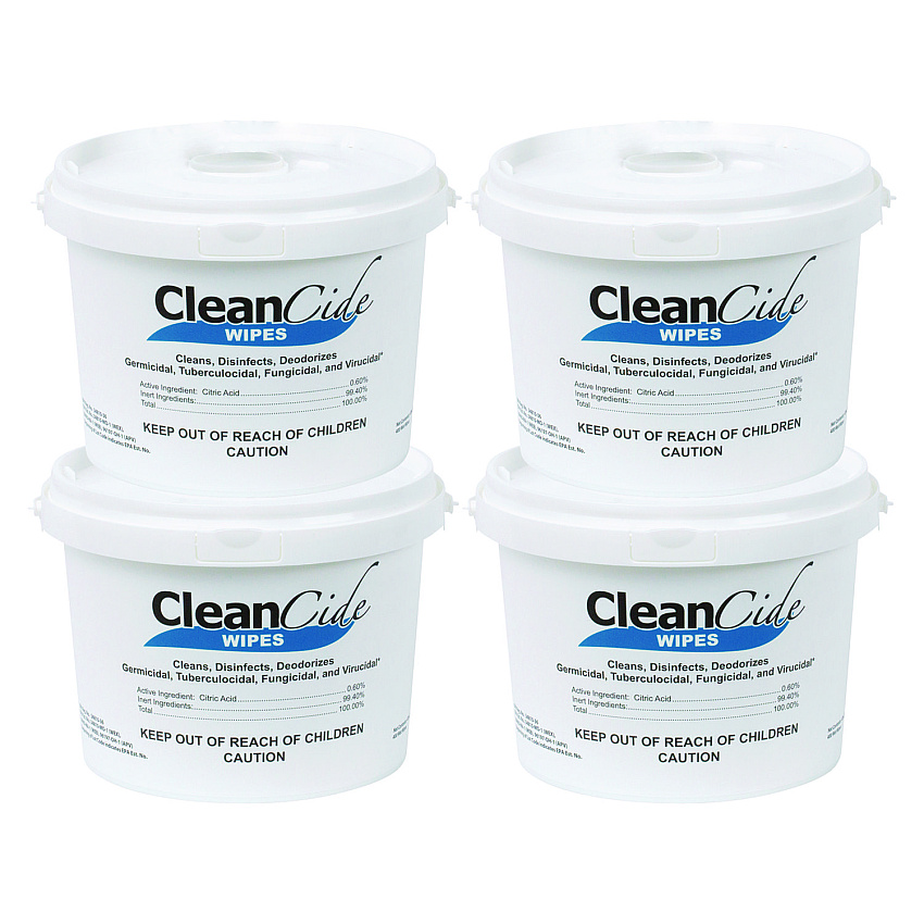 Wexford Labs CleanCide Disinfecting Wipes, 8 x 5.5, Fresh Scent, 400/Tub, 4 Tubs/Carton (3130B400DCT)