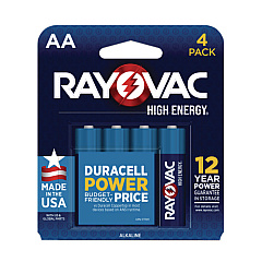 Rayovac High Energy Premium Alkaline AA Batteries, 4/Pack (8154K)