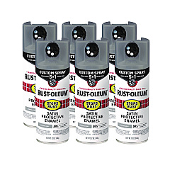 Rust-Oleum Stops Rust 5-in-1 Spray Paint, Satin Coastal Gray, 12 oz Aerosol Can, 6/Carton (376872)