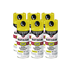Rust-Oleum Stops Rust 5-in-1 Spray Paint, Gloss Sunburst Yellow, 12 oz Aerosol Can, 6/Carton (376898)