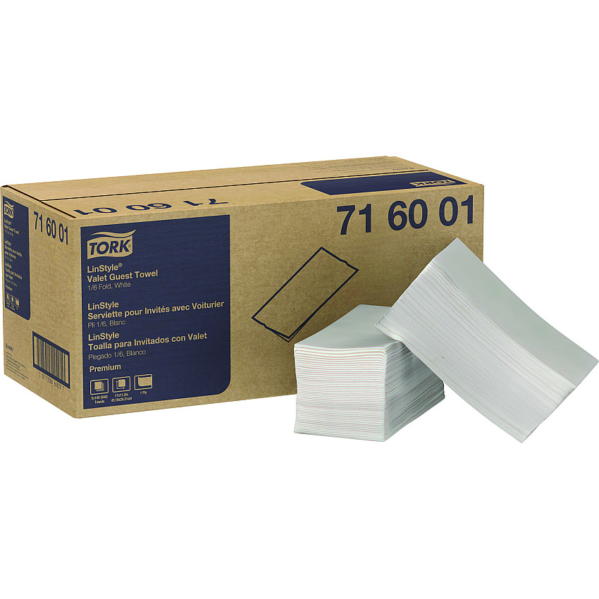 Tork LinStyle Valet Guest Towel, 1-Ply, 11.5 x 17, White, 100/Pack, 5 Packs/Carton (716001)