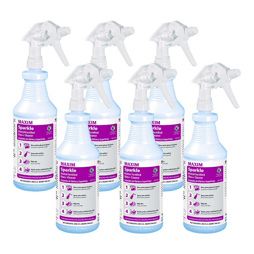 Maxim RTU Sparkle Glass Cleaner, 32 oz Bottle, 6/Carton (05180086)
