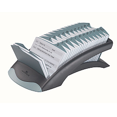 Durable TELINDEX Desk Address Card File, Holds 500 2.88 x 4.13 Cards, 5.13 x 9.31 x 3.56, Plastic, Graphite/Black (241201)