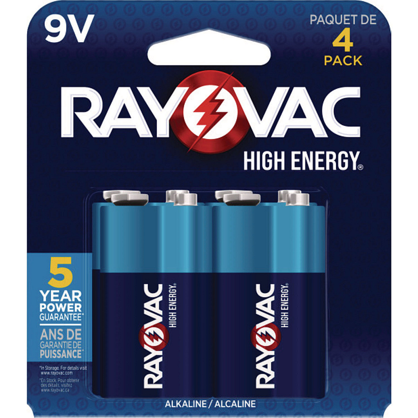 Rayovac High Energy Premium Alkaline 9V Batteries, 8/Pack (A16048PPK)
