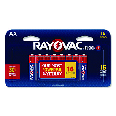 Rayovac Fusion Advanced Alkaline AA Batteries, 16/Pack (81516LTFUSK)