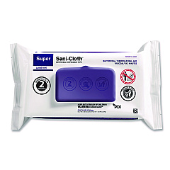 Super Sani-Cloth Germicidal Disposable Wipes, Large, 1-Ply, 8.2 x 9.8, Unscented, White, 80/Pack (A22480)