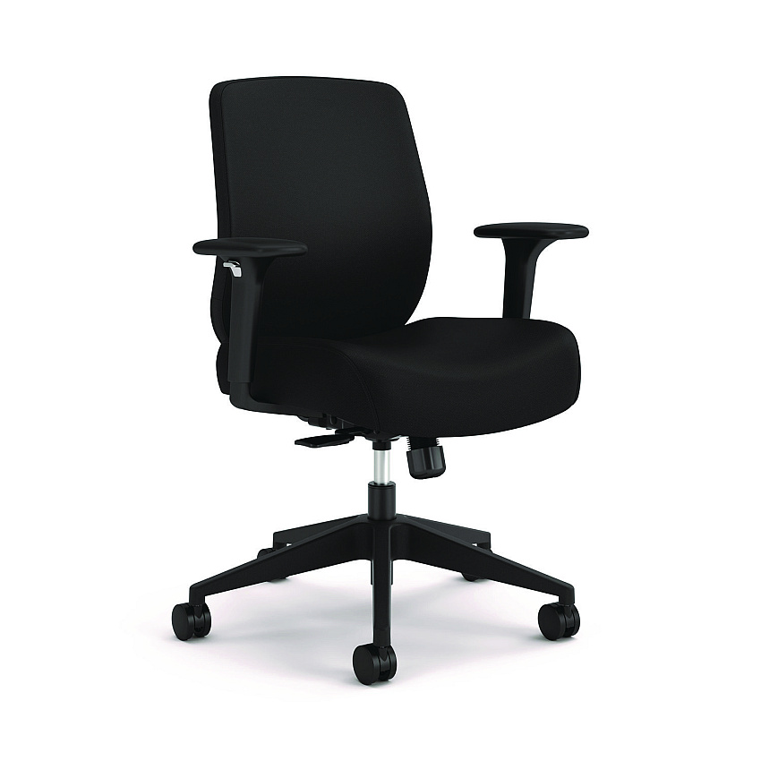 Altern Upholstered Back Task Chair, 16.5 To 19.56 Seat Height, Black Seat, Black Back, Black Base