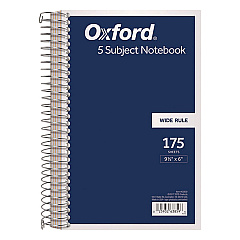 TOPS Wirebound Five-Subject Notebook, Wide/Legal Rule, Navy Cover, 9.5 x 6, 175 Sheets (63859)