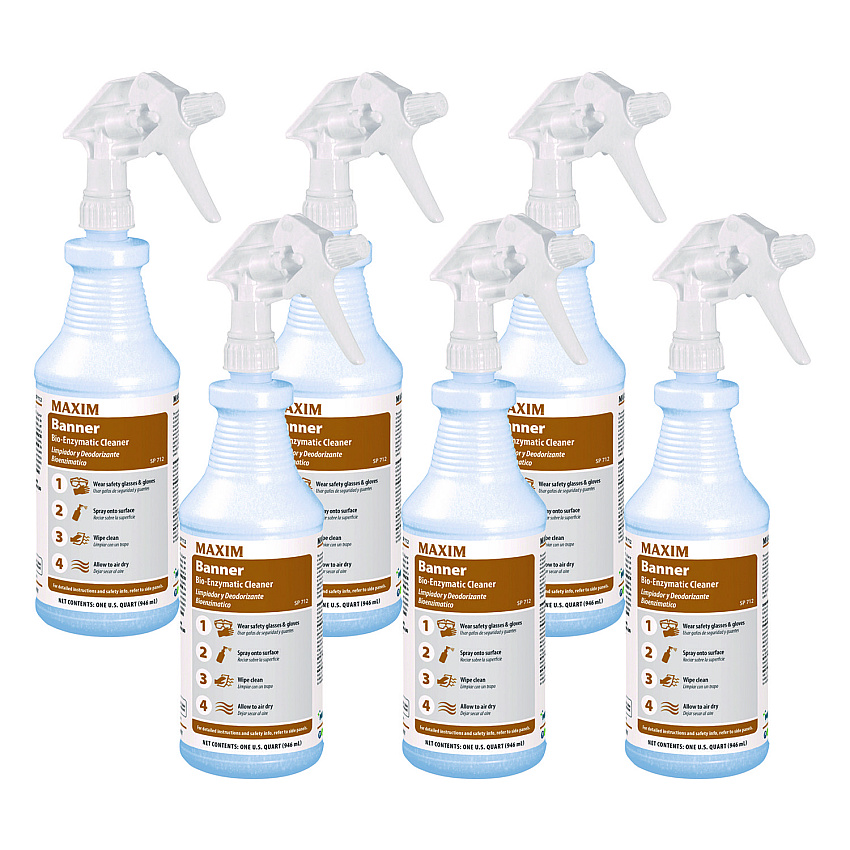 Maxim Banner Bio-Enzymatic Cleaner, Fresh Scent, 32 oz Bottle, 6/Carton (07120086)