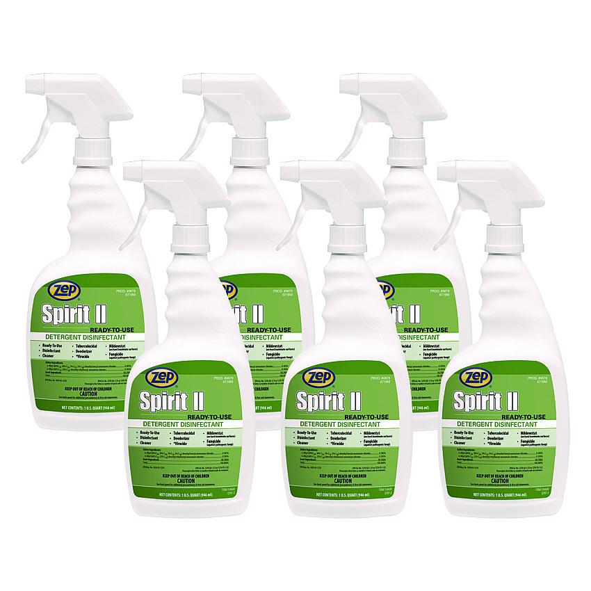 Zep Spirit II Ready-to-Use Disinfectant, Citrus Scent, 32 oz Spray Bottle, 12/Carton (67909)