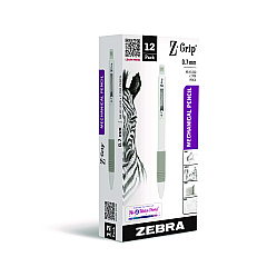Zebra Z-Grip Plus Mechanical Pencil, 0.7, (#2), Black Lead, White Barrel, Dozen (50400)
