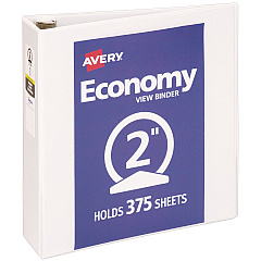 Avery Economy View Binder with Round Rings , 3 Rings, 2" Capacity, 11 x 8.5, White, (5731) (05731)