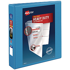 Avery Heavy-Duty Non Stick View Binder with DuraHinge and Slant Rings, 3 Rings, 1.5" Capacity, 11 x 8.5, Light Blue, (5401) (05401)