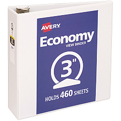 Avery Economy View Binder with Round Rings , 3 Rings, 3" Capacity, 11 x 8.5, White, (5741) (05741)