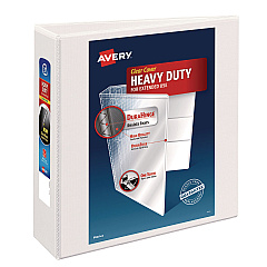 Avery Heavy-Duty Non Stick View Binder with DuraHinge and Slant Rings, 3 Rings, 3" Capacity, 11 x 8.5, White, (5604) (05604)