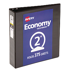 Avery Economy View Binder with Round Rings , 3 Rings, 2" Capacity, 11 x 8.5, Black, (5730) (05730)