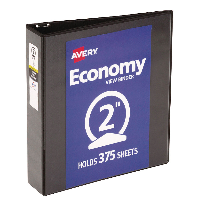 Avery Economy View Binder with Round Rings , 3 Rings, 2" Capacity, 11 x 8.5, Black, (5730) (05730)