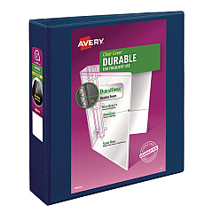 Avery Durable View Binder with DuraHinge and Slant Rings, 3 Rings, 2" Capacity, 11 x 8.5, Blue (17034)