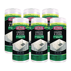 WEIMAN Granite and Stone Disinfectant Wipes, 7 x 8, Spring Garden Scent, 30/Canister, 6 Canisters/Carton (54A)