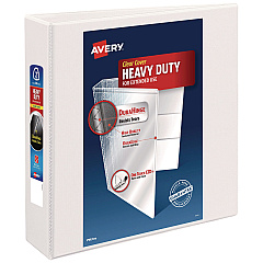 Avery Heavy-Duty View Binder with DuraHinge and One Touch EZD Rings, 3 Rings, 2" Capacity, 11 x 8.5, White (79192)